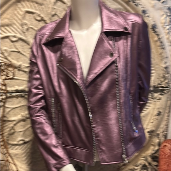 Clara Sun Woo Metallic Lavender Leather Jacket